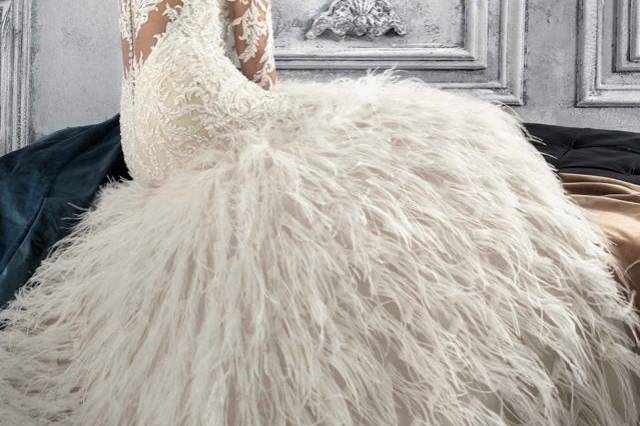 Feathered wedding dress