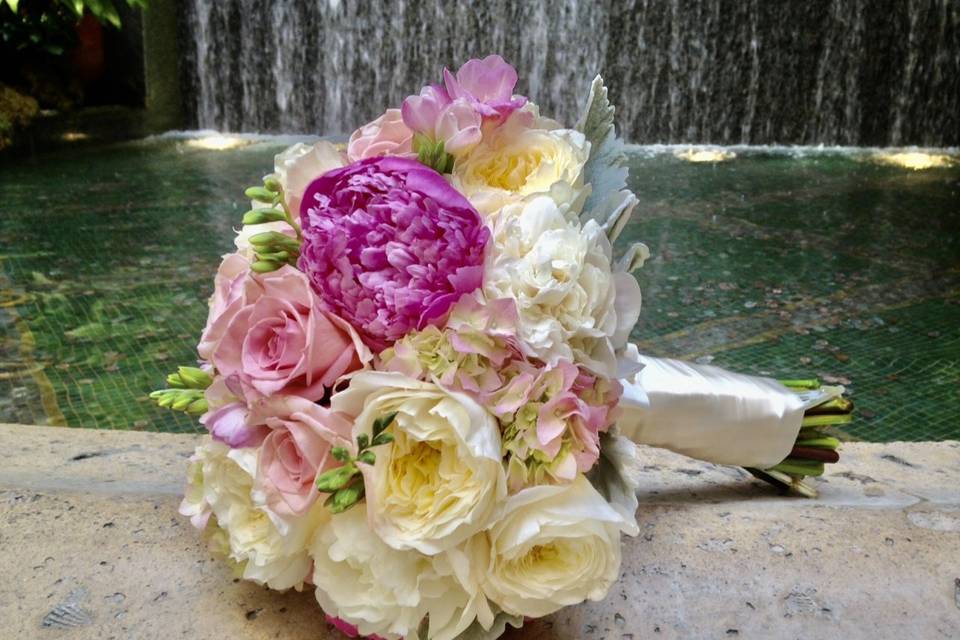 Garden roses and peonies