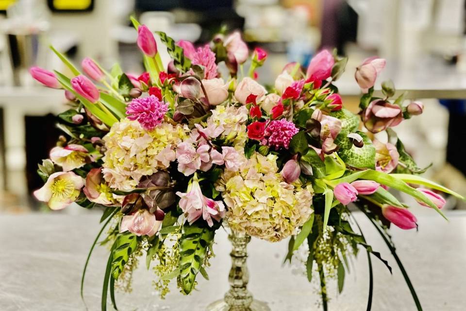 Happy bride centerpiece