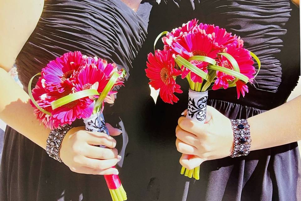 Hot pink gerberas bridesmaids