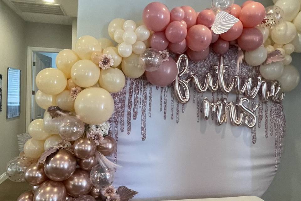 Pink balloon arch