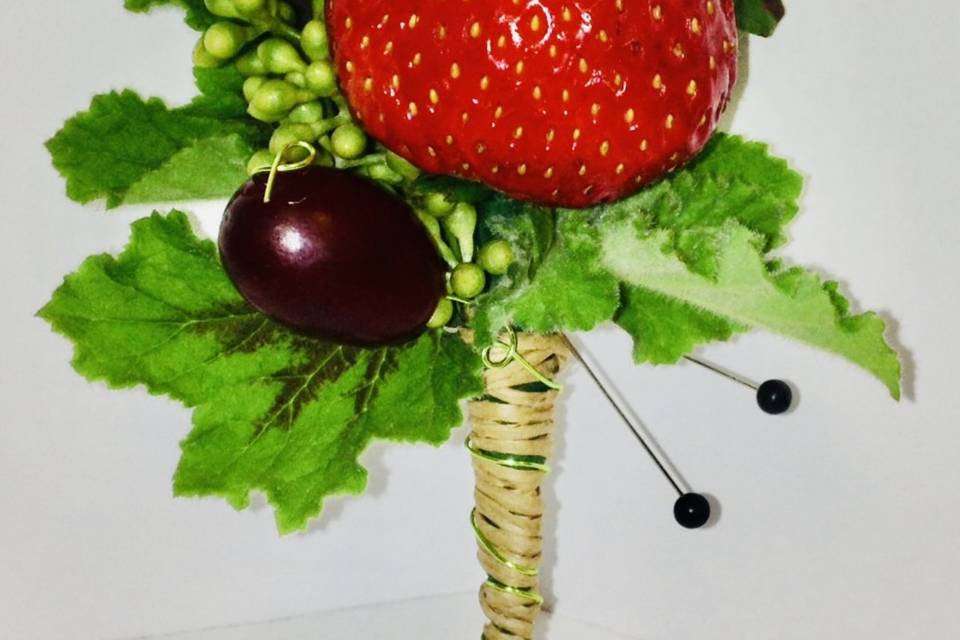 Real strawberry boutonnière