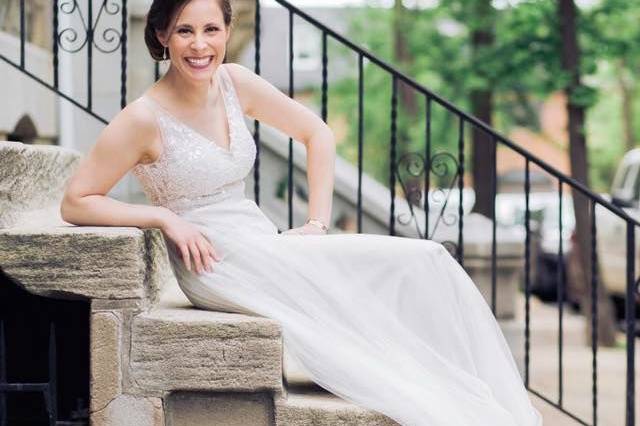 Bride on the steps