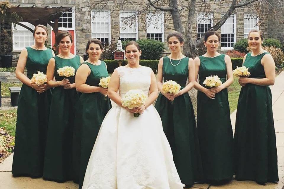 The bride with her bridesmaids