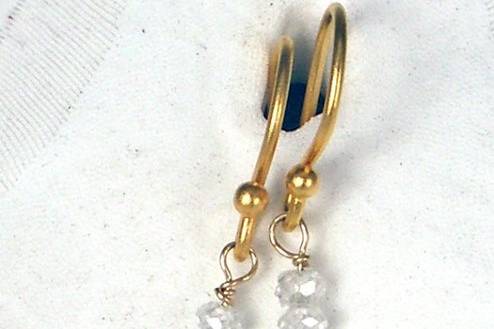Crystal and cz on gold vermeill.  Custom colors available for  your bridesmaids.  Please call 240-447-1570