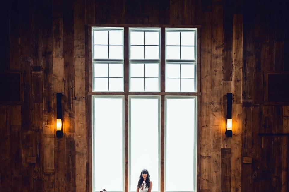 Large windows in the reception barn