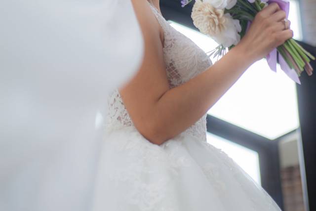Bride and bouquet