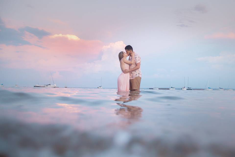 Engagement photoshoot in the water