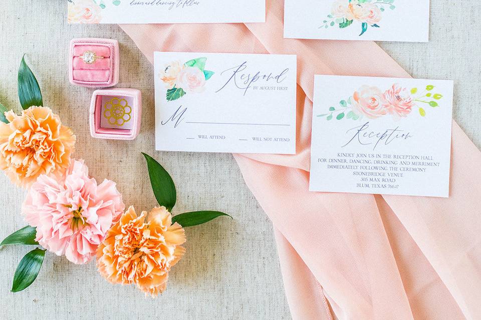 Pastel wedding invitations