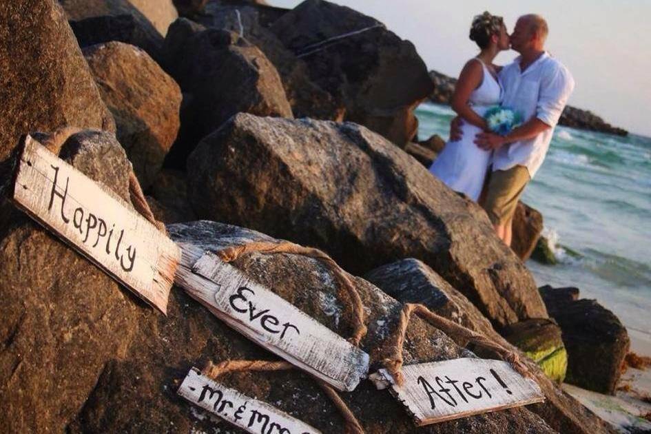 Beach wedding signs