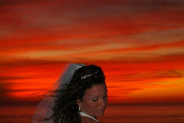 Bride during sunset