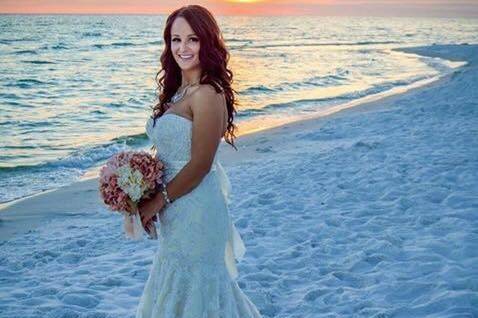 Bridal gown at the beach