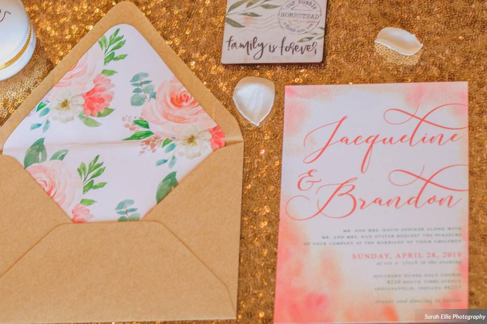 Living Coral Invitation Suite