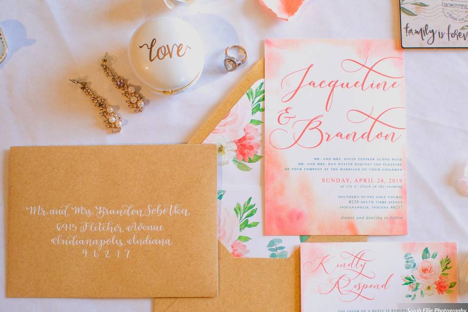 Living Coral Invitation Suite