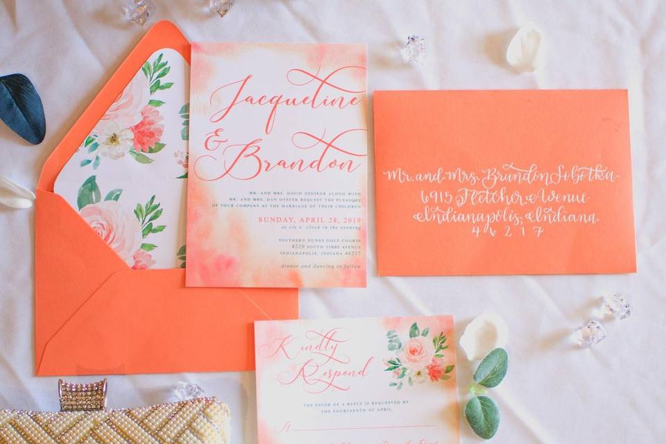 Living Coral Invitation Suite