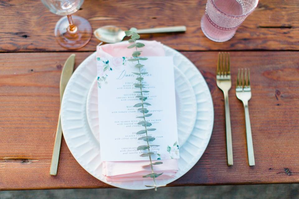 Pink Floral Wedding Menu