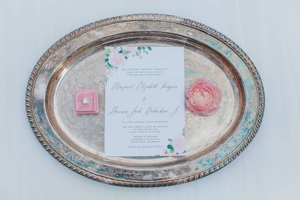 Pink Floral Wedding Invitation