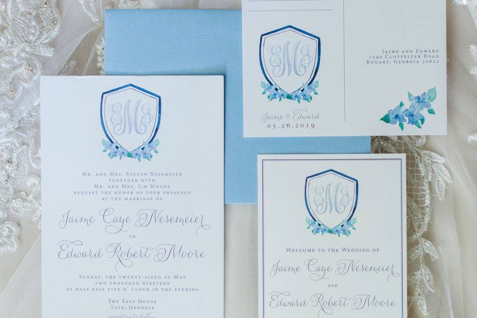 Blue Wedding Invitation Suite