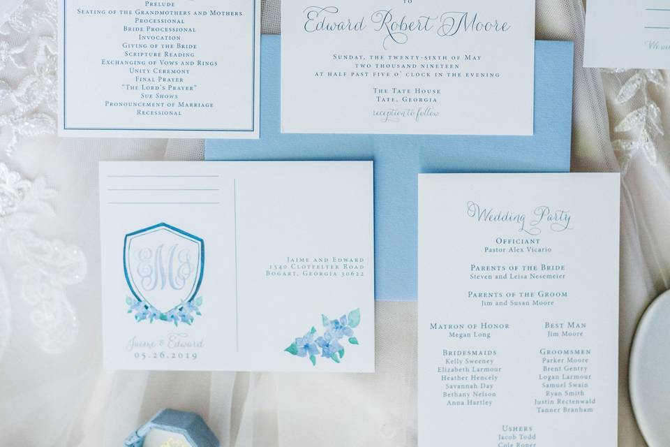 Blue Wedding Invitation Suite