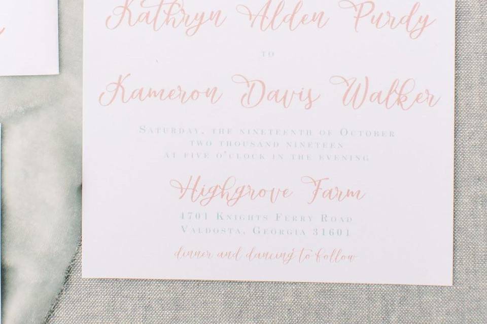 Pink floral wedding invitation