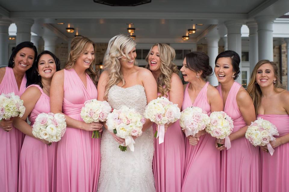 The bride with her bridesmaids