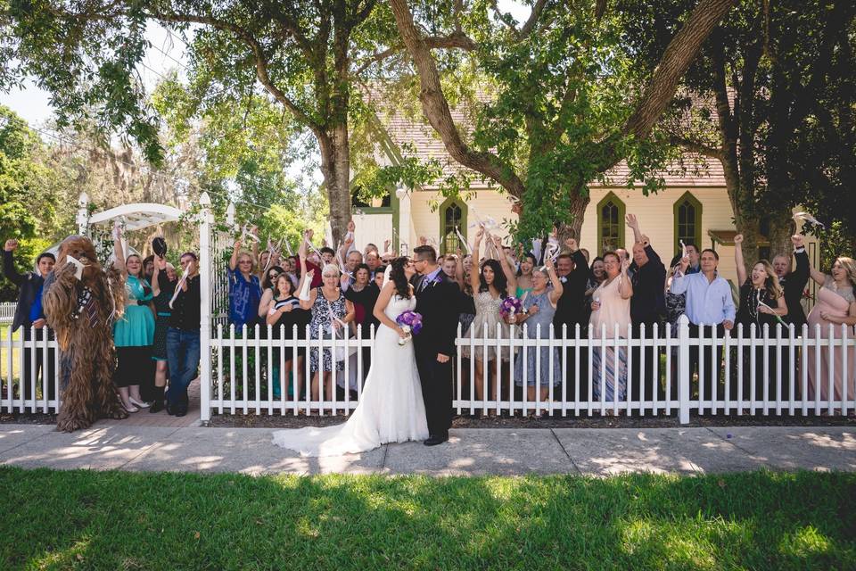 Couple with their guests