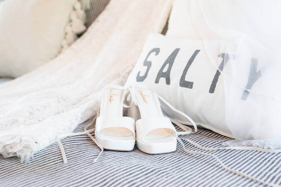 Wedding Shoes, Dress and Vail