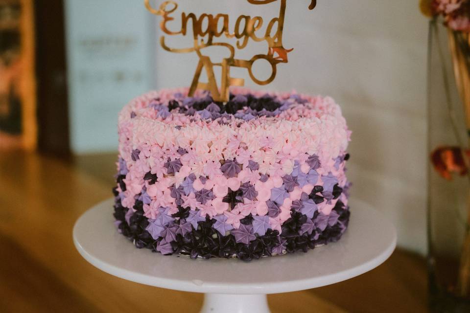 Shades-of-pink engagement cake