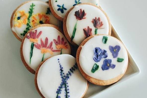 Sugar cookies with floral designs