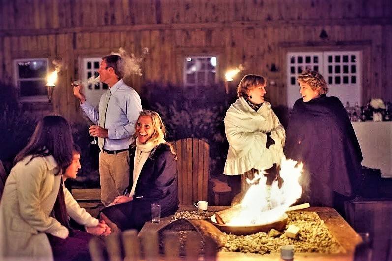Social time by fire pit