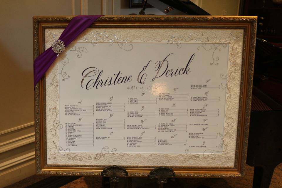 Wedding table and chair chart