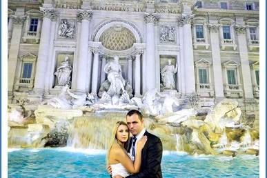 wedding photo in Rome at Fontana di Trevi