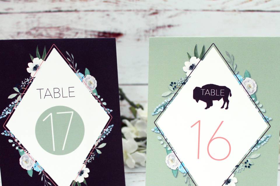 Table numbers in teal and dark brown