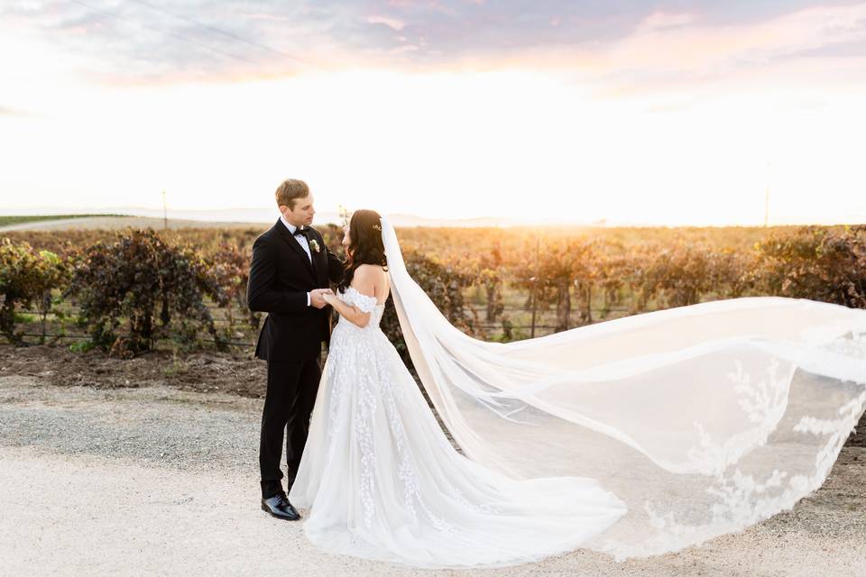 Bride & groom sunset