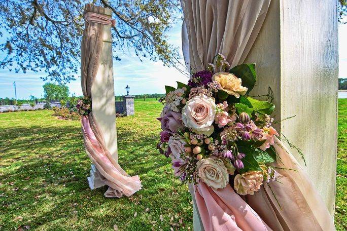 Floral decor and drapery