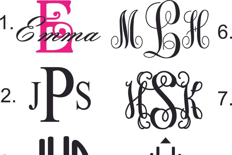 We have nine monogram options!