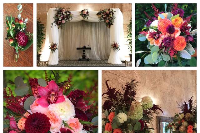 Late summer almost fall garden flower inspired wedding. Dahlias from the local farm where the focal of these gorgeous bouquets.