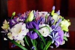 Purple and ivory bridal bouquet