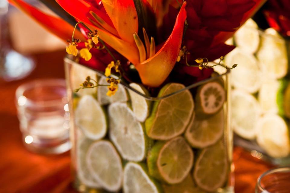 Tropical centerpiece with limes