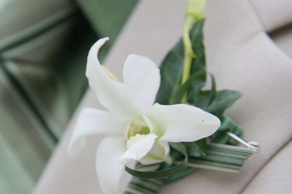 White orchid boutonniere