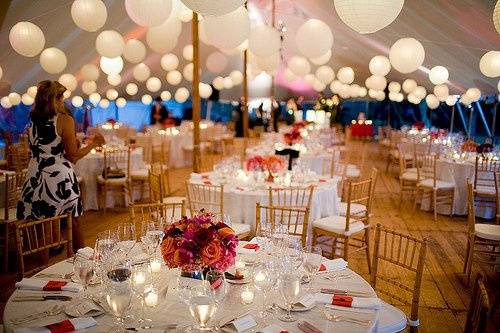 pole tent with chinese  lanterns