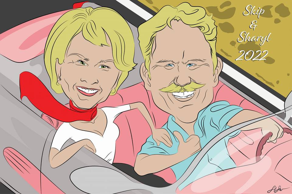 Couple caricature drawing