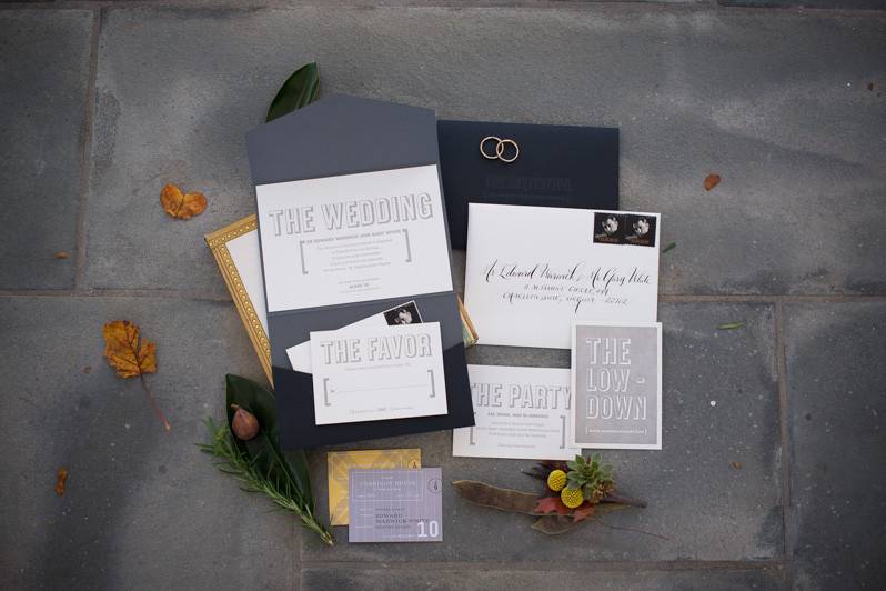 Edward & Gary's super fun and modern wedding invitation suite from Umi by Elum.