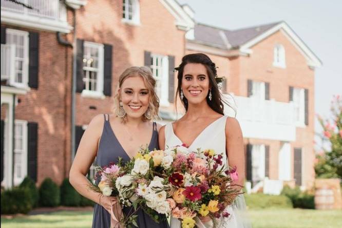 Bride and bridesmaid makeup