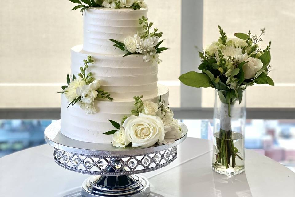 3 tier white and green theme