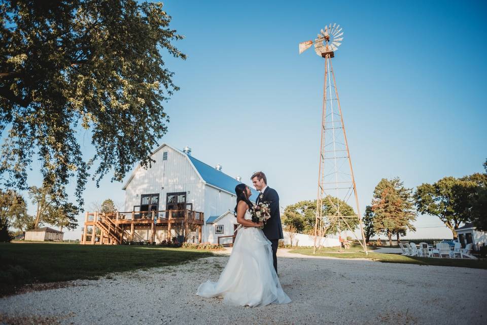 Couple in front of windmill