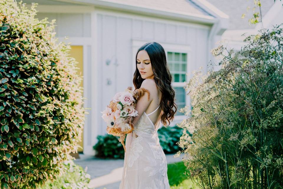 Bride by the courtyard