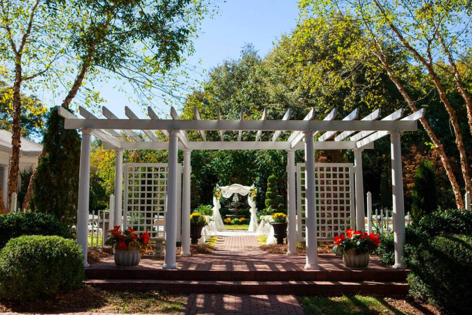 Outdoor wedding ceremony setting