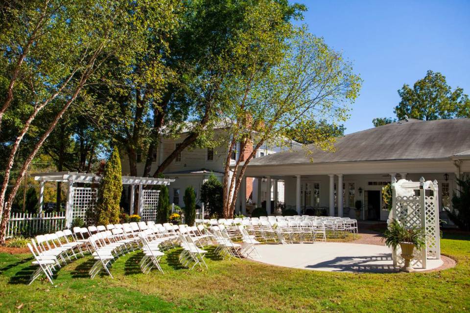 Outdoor wedding ceremony setting