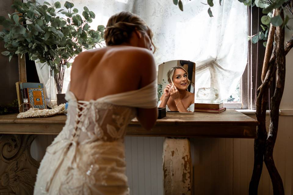 Bride getting ready